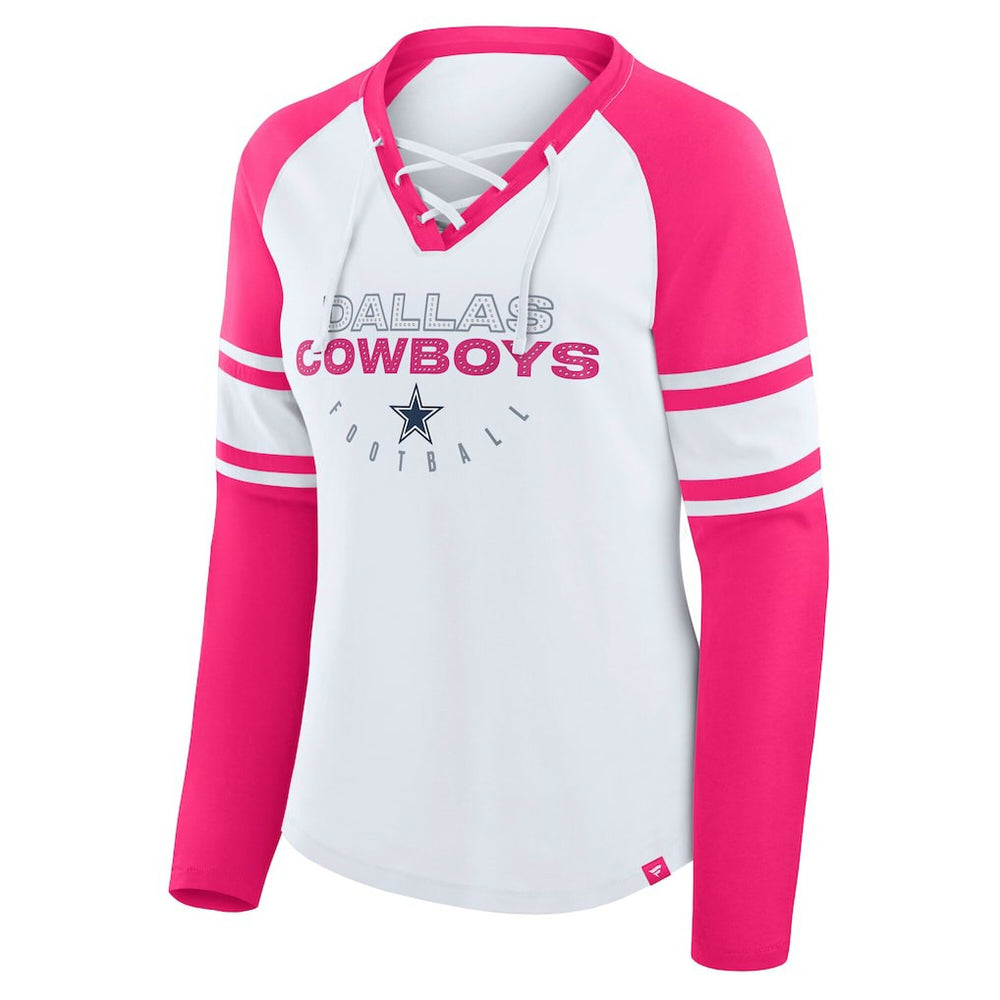 Fanatics Dallas Cowboys Women's White/Pink NFL Womens Redzone Bling Lace Up LST