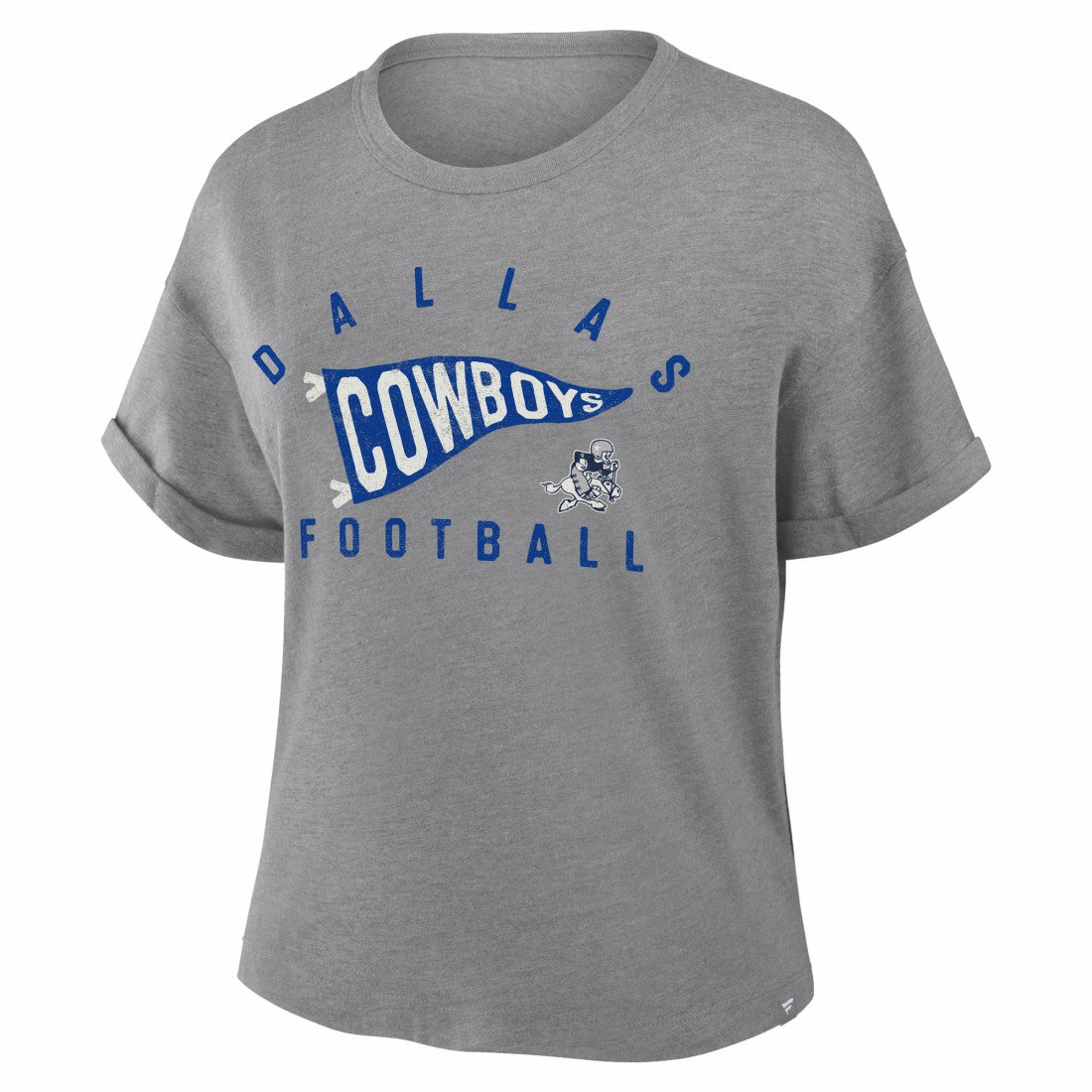 Fanatics Dallas Cowboys Women's Pennant Wave Tribute Tri-Blend Boxy T-Shirt Heather Gray