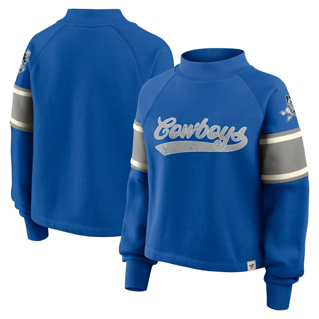 Fanatics Dallas Cowboys Oversized Hometown Toss Sweep Mock Neck Pullover Royal