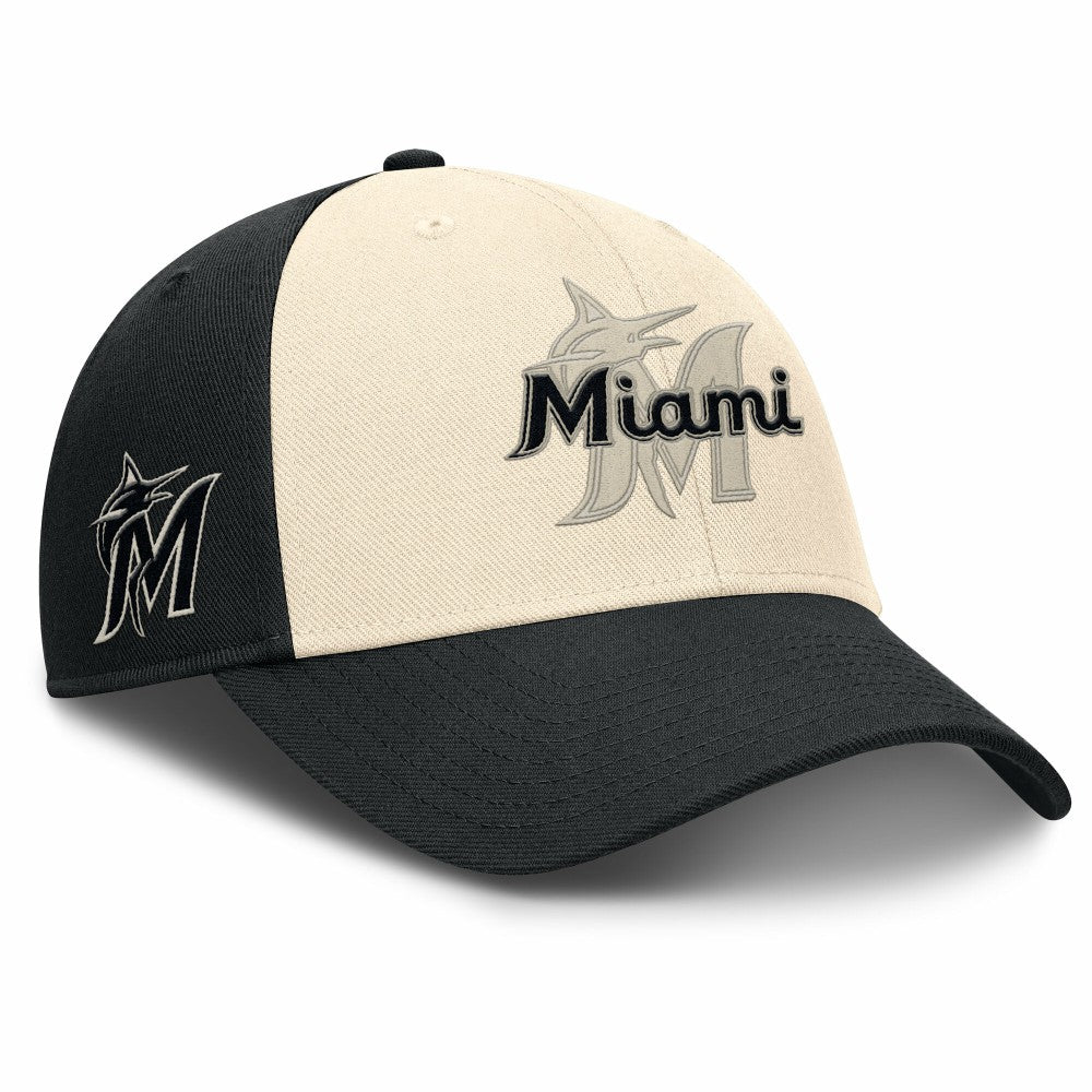 Miami Marlins Nike Statement Club Performance Adjustable Hat - Black/Natural - Nike Online
