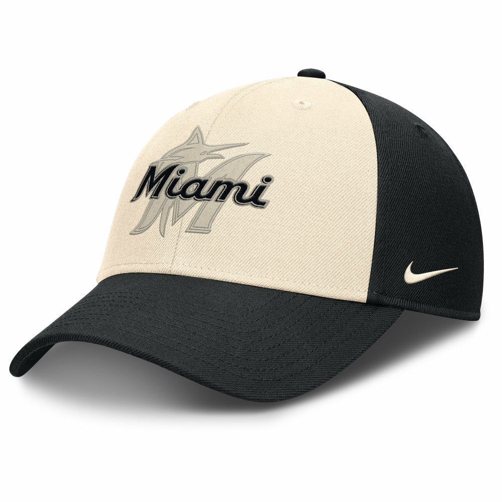 Miami Marlins Nike Statement Club Performance Adjustable Hat - Black/Natural - Nike Online