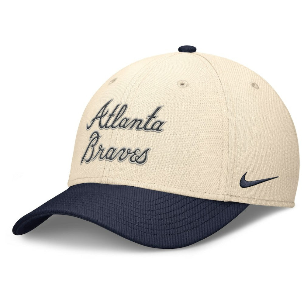 Atlanta Braves Nike Statement Rise Performance Flex Hat - Natural/Navy - Nike Online