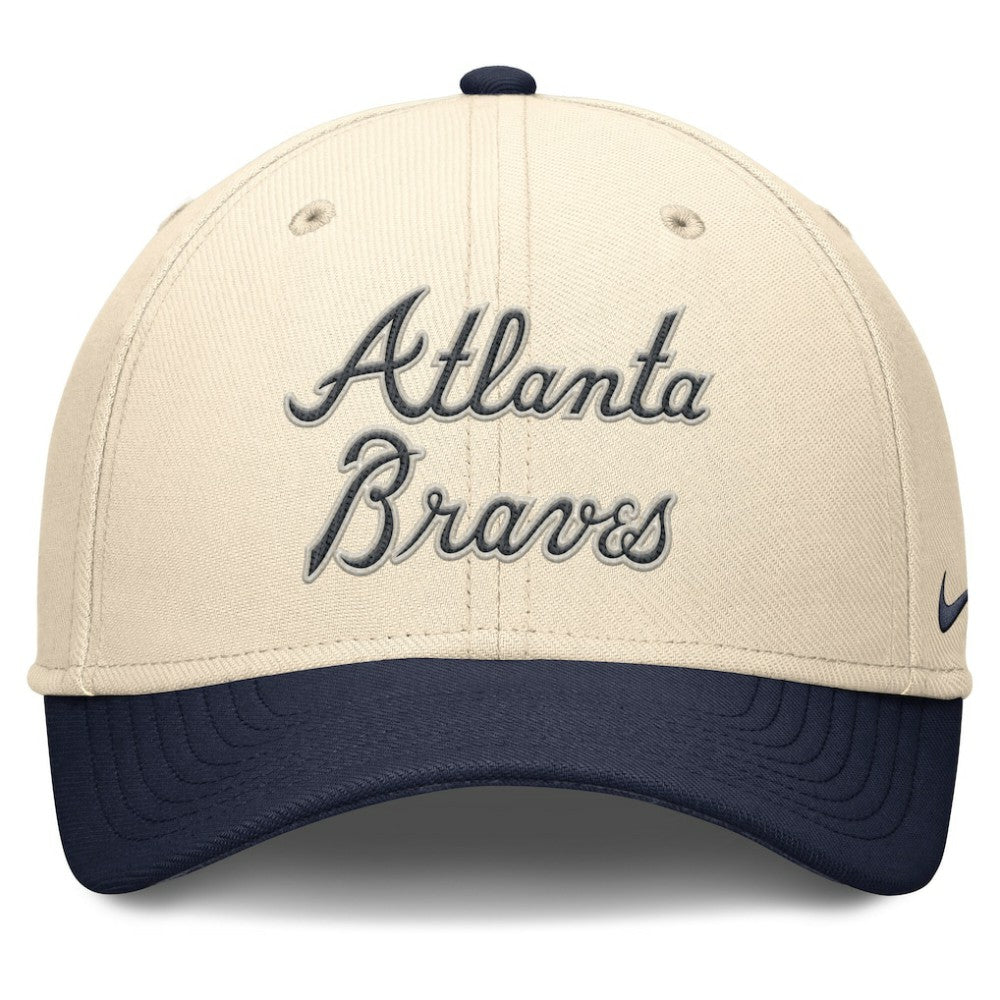 Atlanta Braves Nike Statement Rise Performance Flex Hat - Natural/Navy - Nike Online