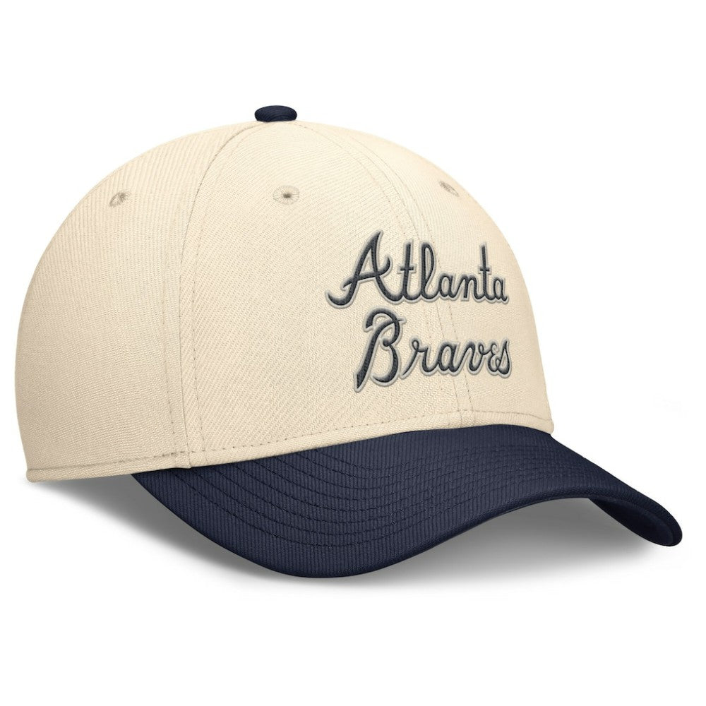 Atlanta Braves Nike Statement Rise Performance Flex Hat - Natural/Navy - Nike Online