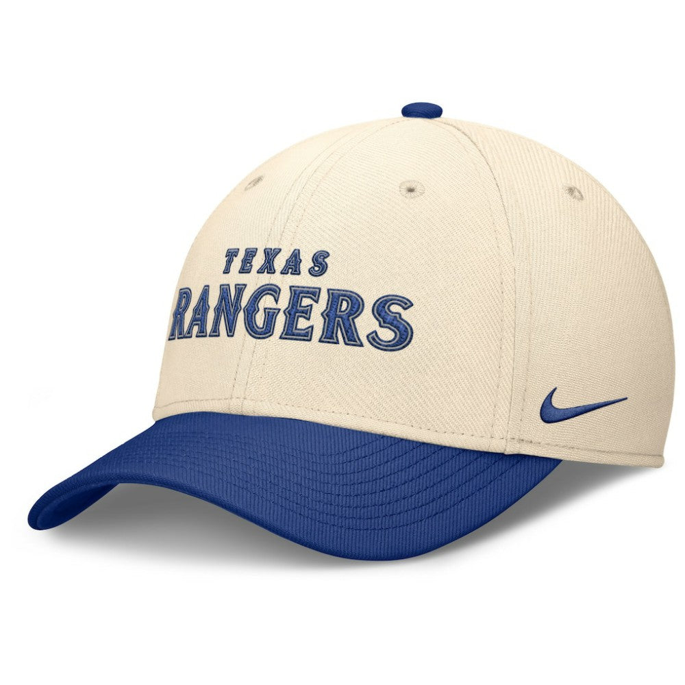 Texas Rangers Nike Statement Rise Performance Flex Hat - Natural/Royal - Nike Discount