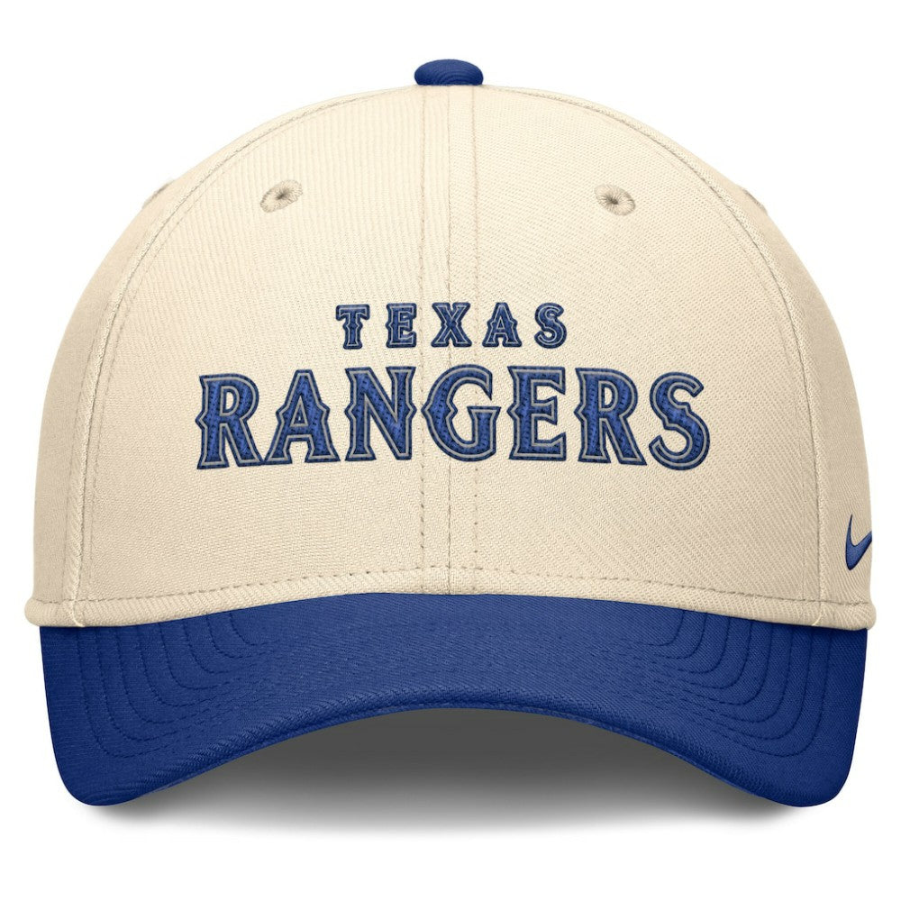Texas Rangers Nike Statement Rise Performance Flex Hat - Natural/Royal - Nike Discount