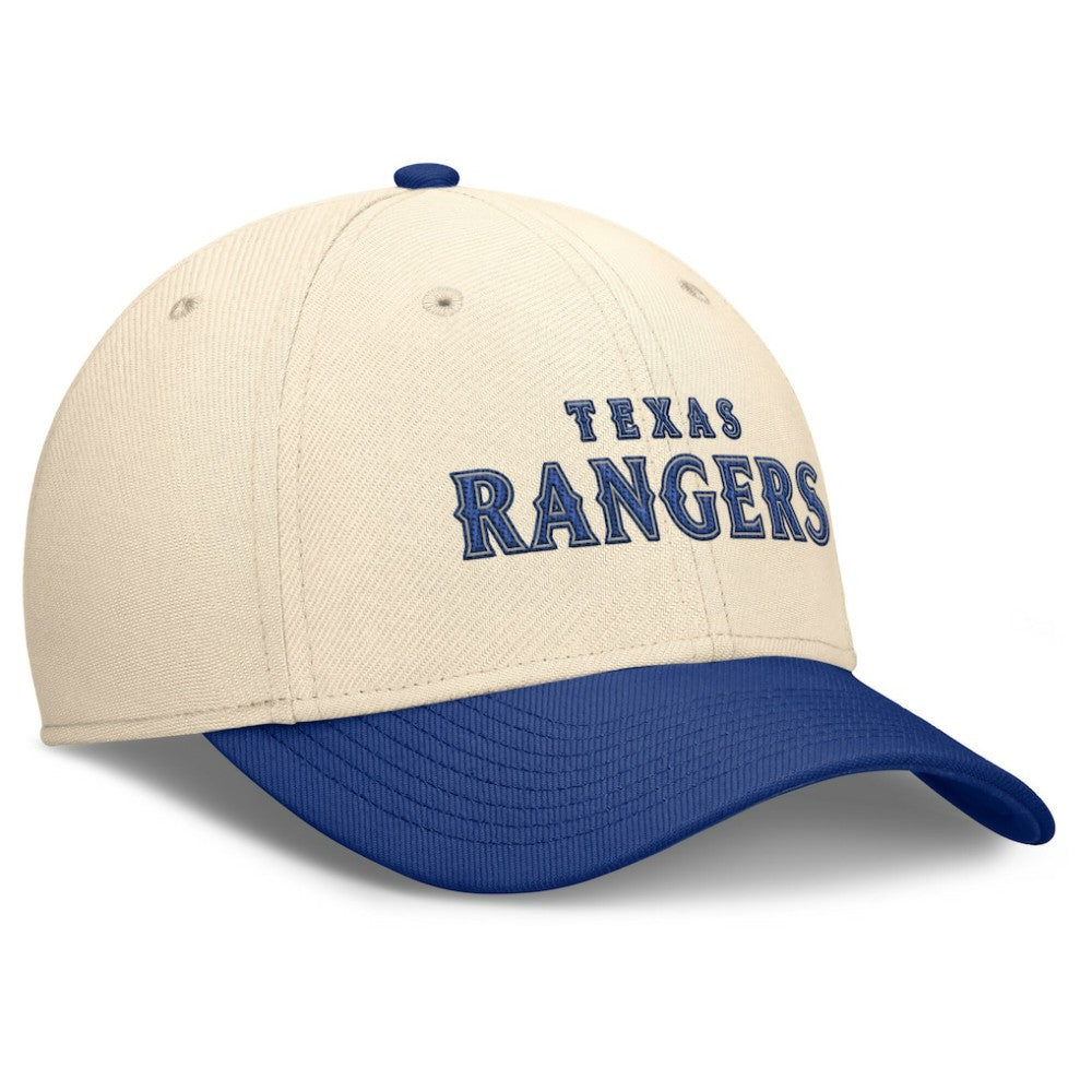 Texas Rangers Nike Statement Rise Performance Flex Hat - Natural/Royal - Nike Discount