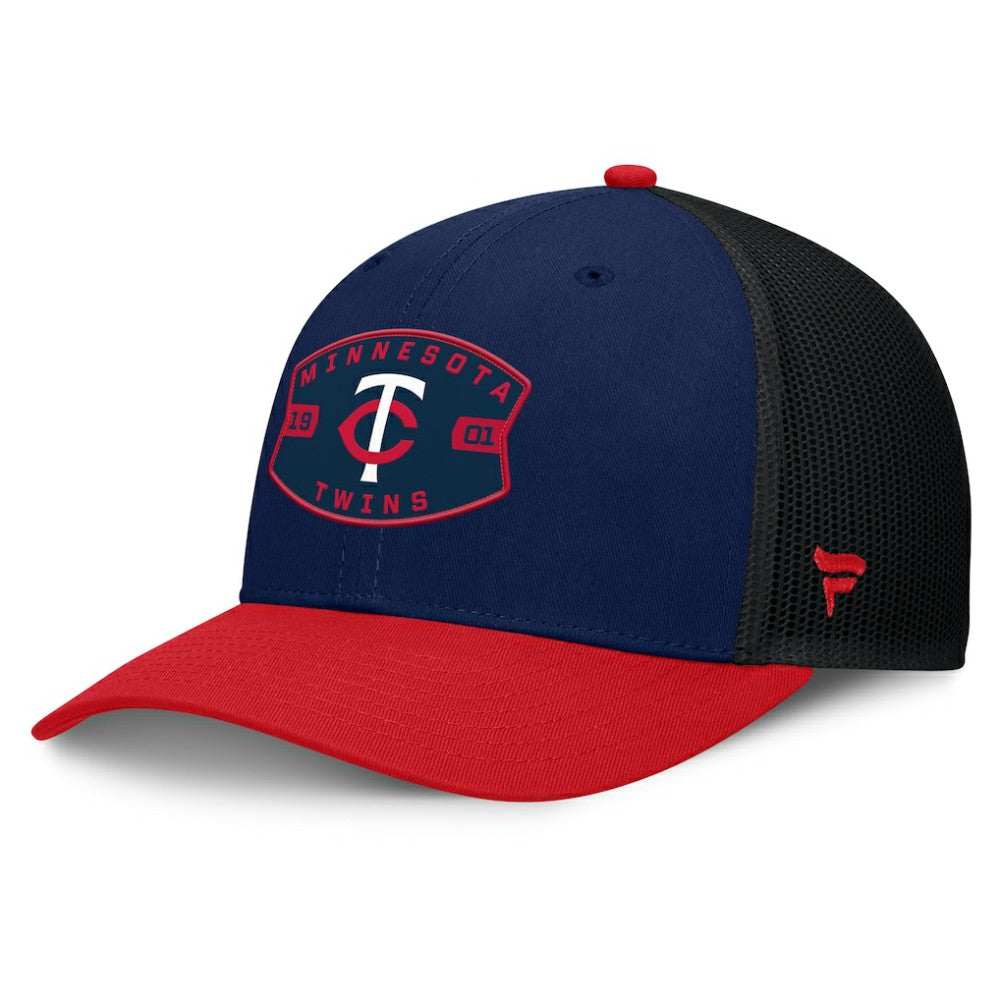Minnesota Twins Fanatics Cutoff Adjustable Trucker Hat - Navy/Red - Fanatics Sale