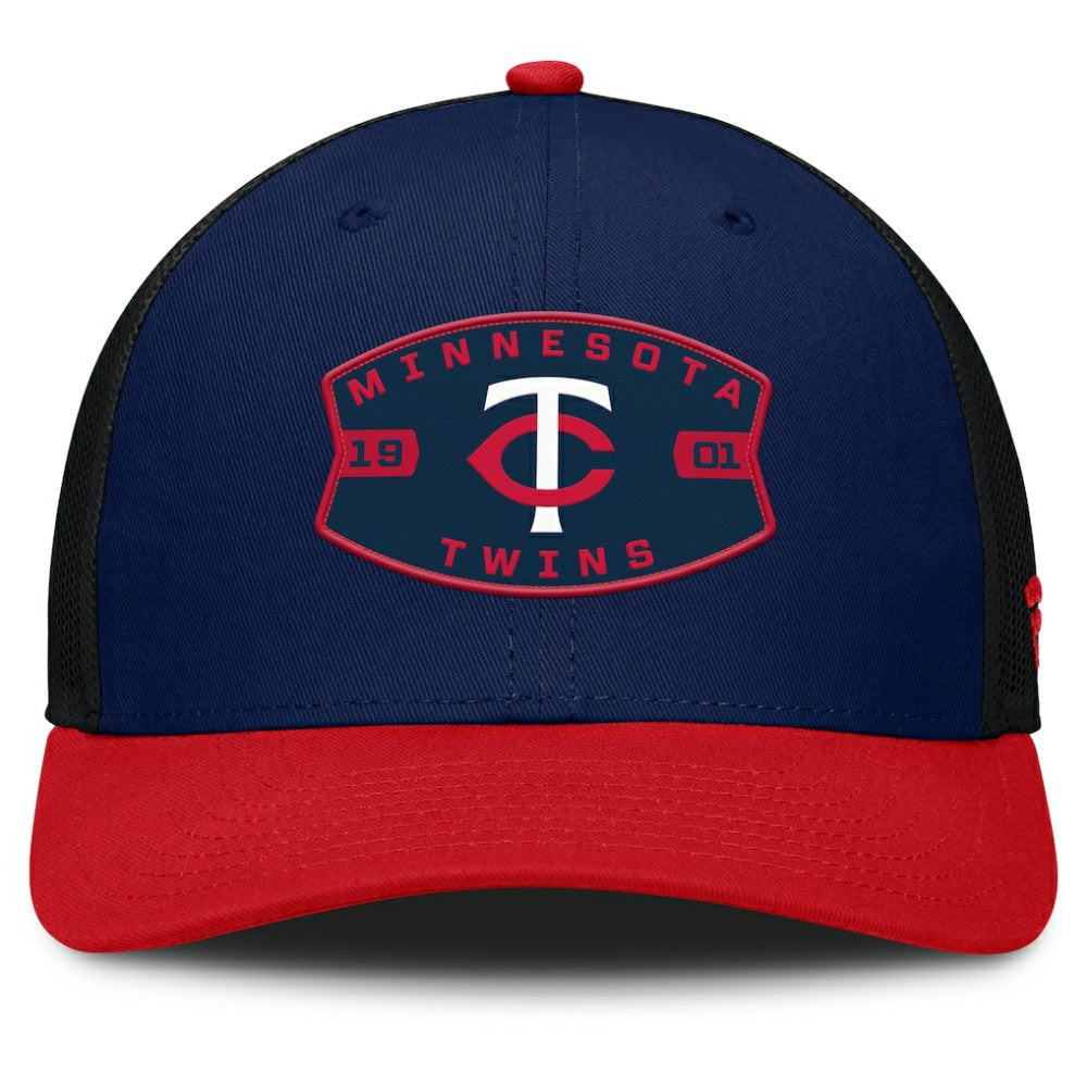 Minnesota Twins Fanatics Cutoff Adjustable Trucker Hat - Navy/Red - Fanatics Sale