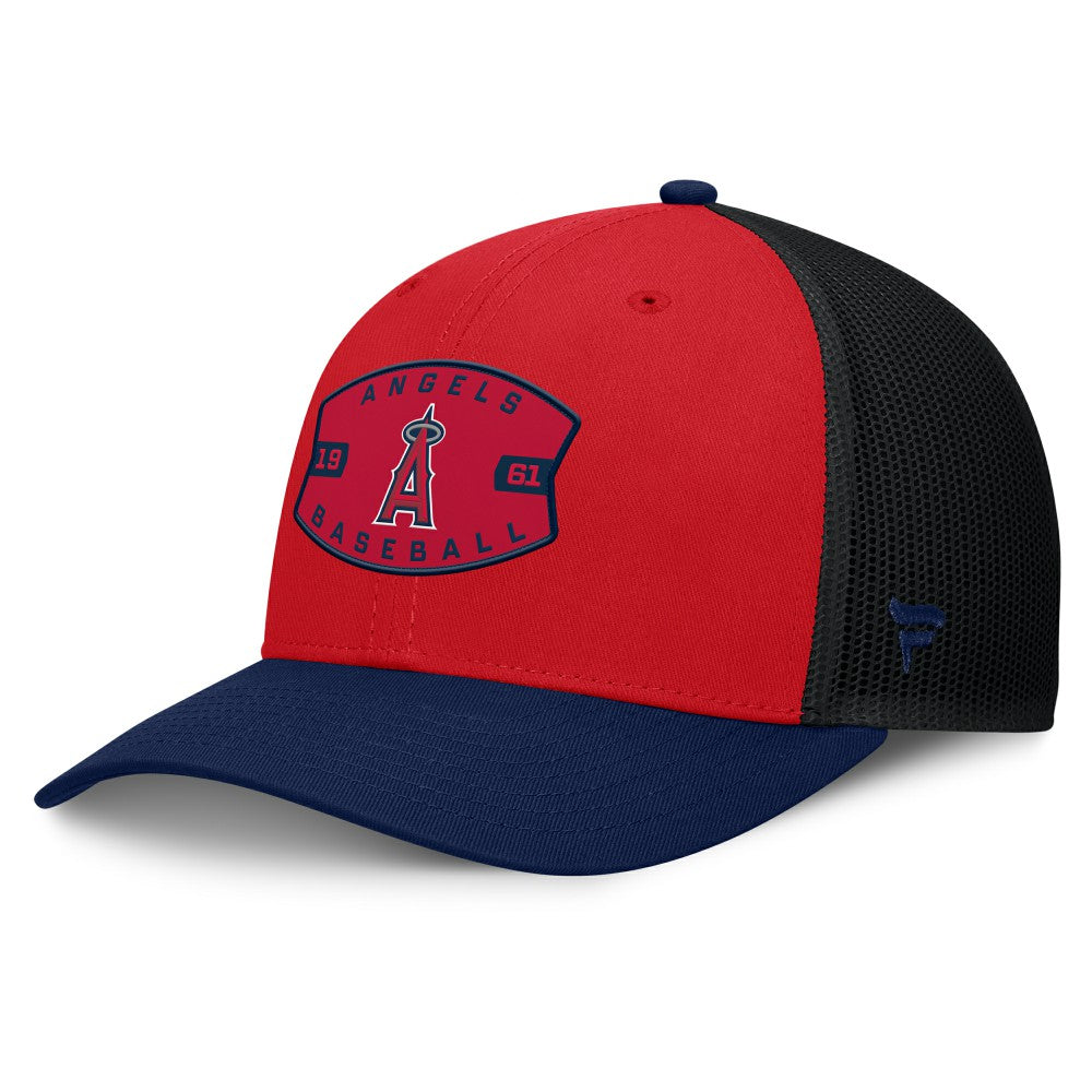 Los Angeles Angels Fanatics Cutoff Adjustable Trucker Hat - Red/Navy - Fanatics on Sale