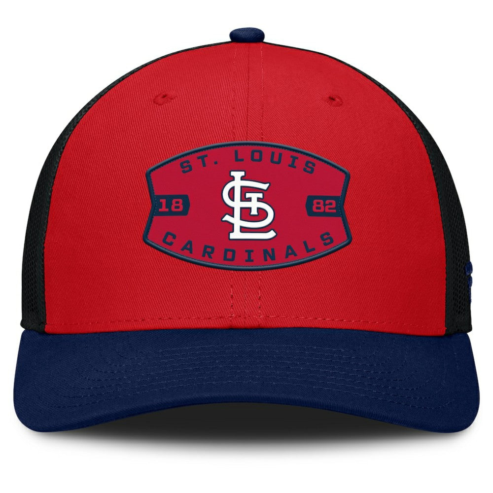 St. Louis Cardinals Fanatics Cutoff Adjustable Trucker Hat - Red/Navy - Fanatics on Sale