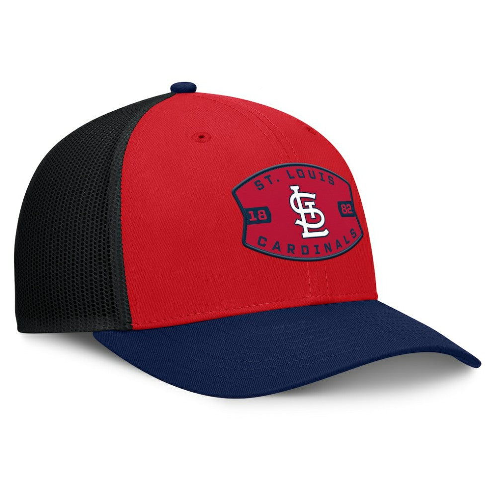 St. Louis Cardinals Fanatics Cutoff Adjustable Trucker Hat - Red/Navy - Fanatics on Sale