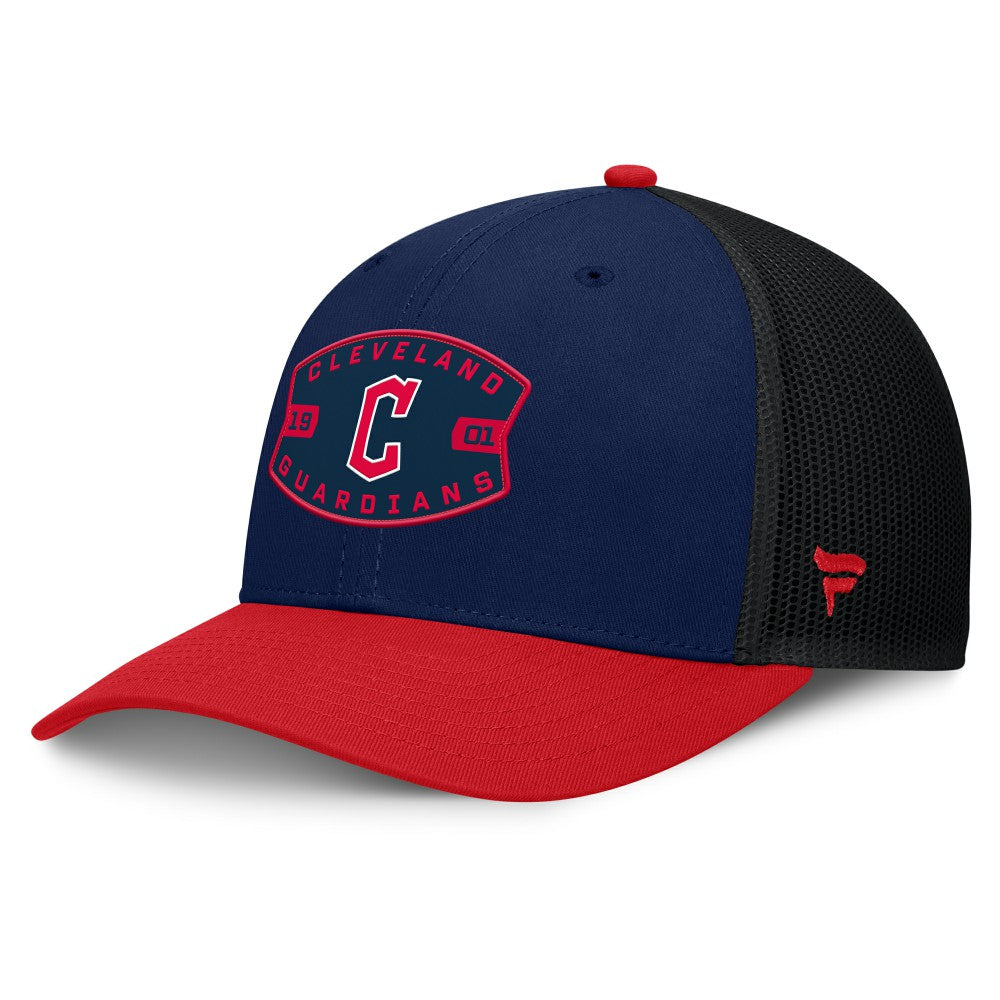 Cleveland Guardians Fanatics Cutoff Adjustable Trucker Hat - Navy/Red - Fanatics Discount