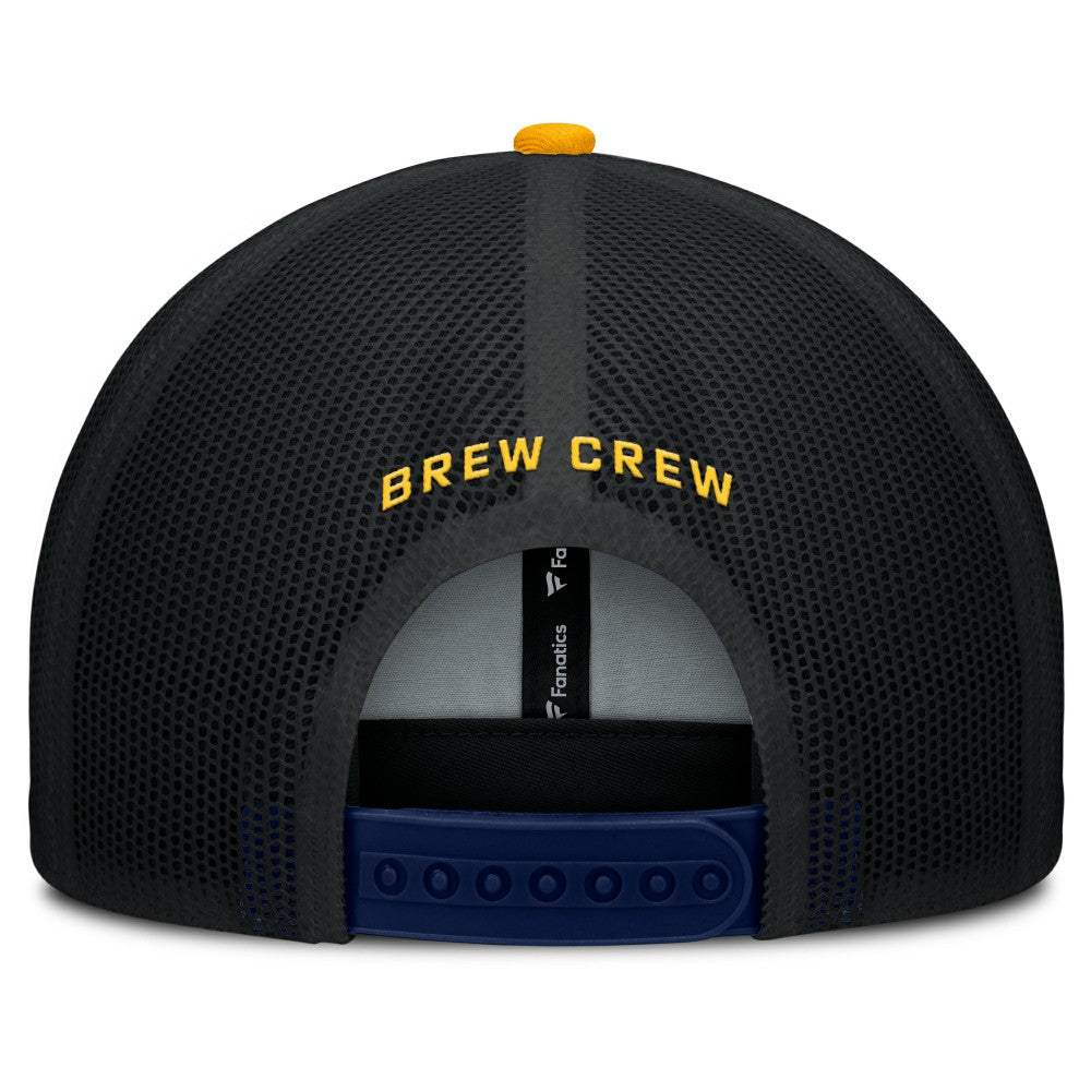 Milwaukee Brewers Fanatics Cutoff Adjustable Trucker Hat - Navy/Gold - Fanatics Online
