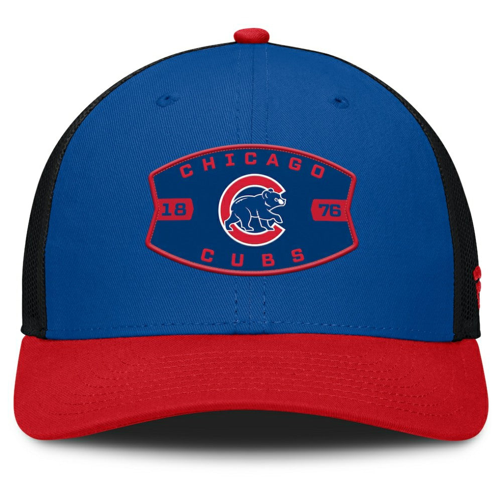 Chicago Cubs Fanatics Cutoff Adjustable Trucker Hat - Royal/Red - Fanatics Discount