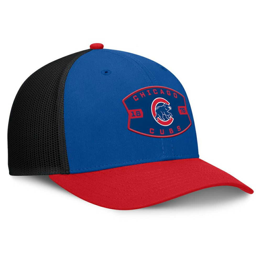 Chicago Cubs Fanatics Cutoff Adjustable Trucker Hat - Royal/Red - Fanatics Discount