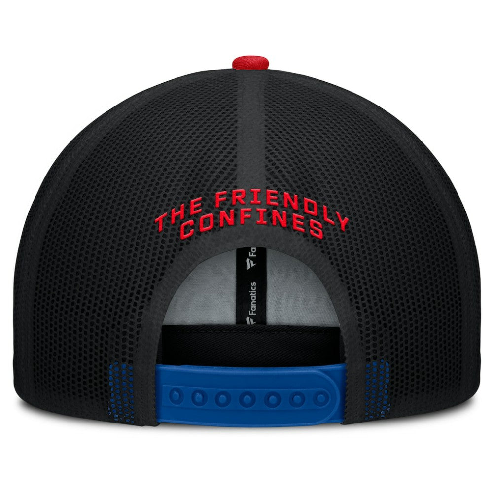 Chicago Cubs Fanatics Cutoff Adjustable Trucker Hat - Royal/Red - Fanatics Discount