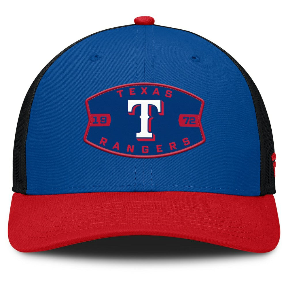 Texas Rangers Fanatics Cutoff Adjustable Trucker Hat - Royal/Red - Fanatics Lifestyle