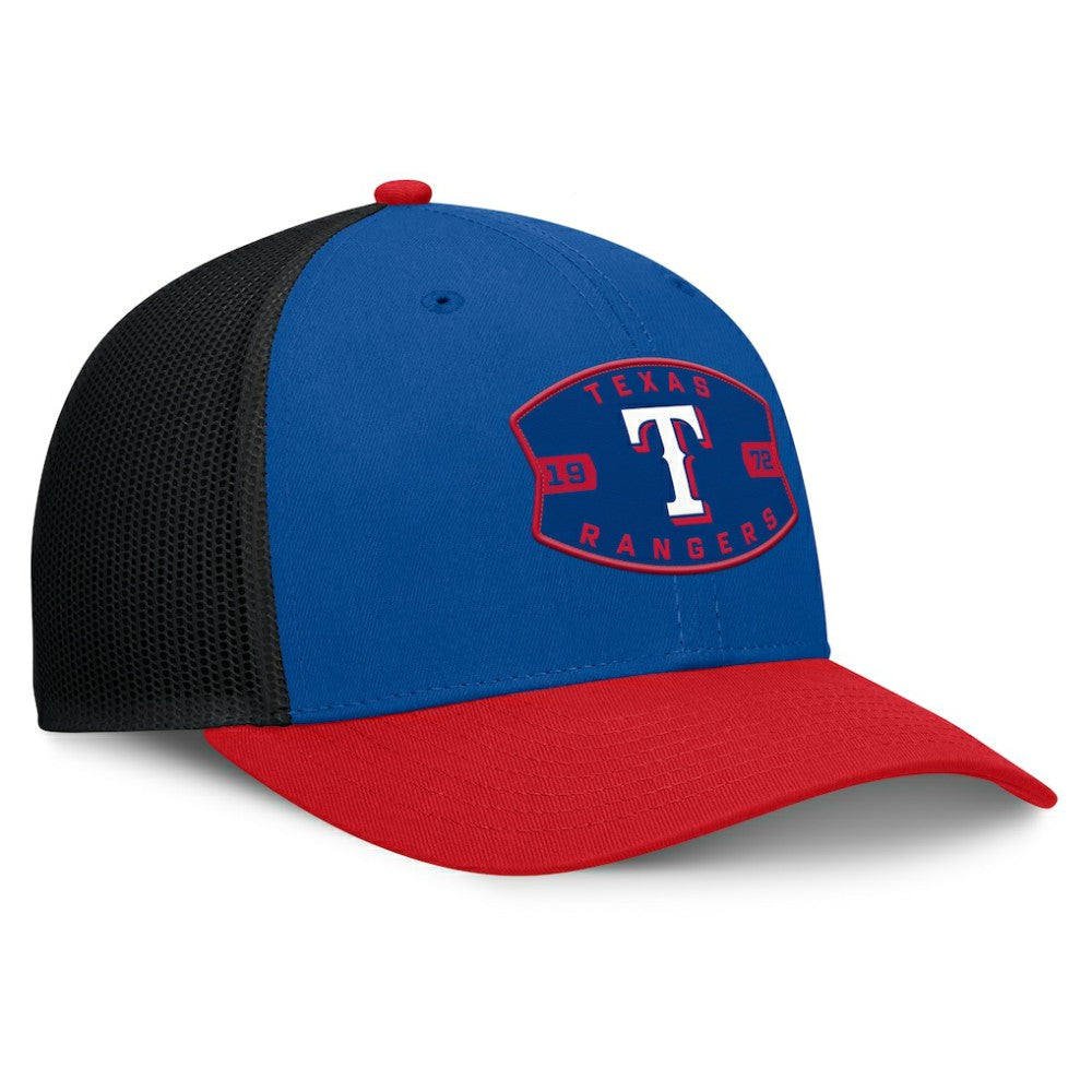 Texas Rangers Fanatics Cutoff Adjustable Trucker Hat - Royal/Red - Fanatics Lifestyle