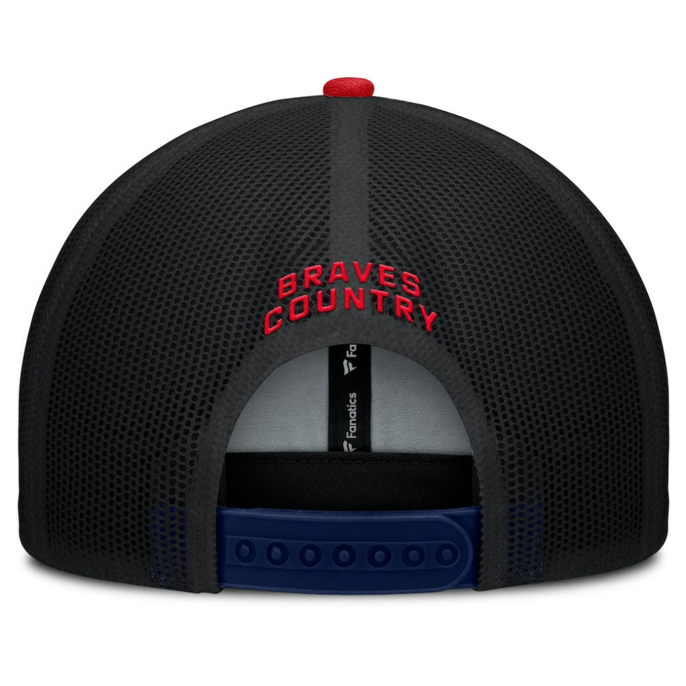 Atlanta Braves Fanatics Cutoff Adjustable Trucker Hat - Navy/Red - Fanatics Lifestyle