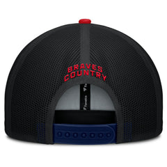 Atlanta Braves Fanatics Cutoff Adjustable Trucker Hat - Navy/Red - Fanatics Lifestyle