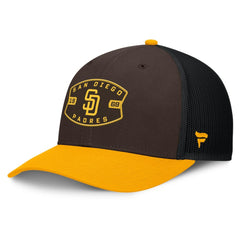 San Diego Padres Fanatics Cutoff Adjustable Trucker Hat - Brown/Gold - Fanatics on Sale
