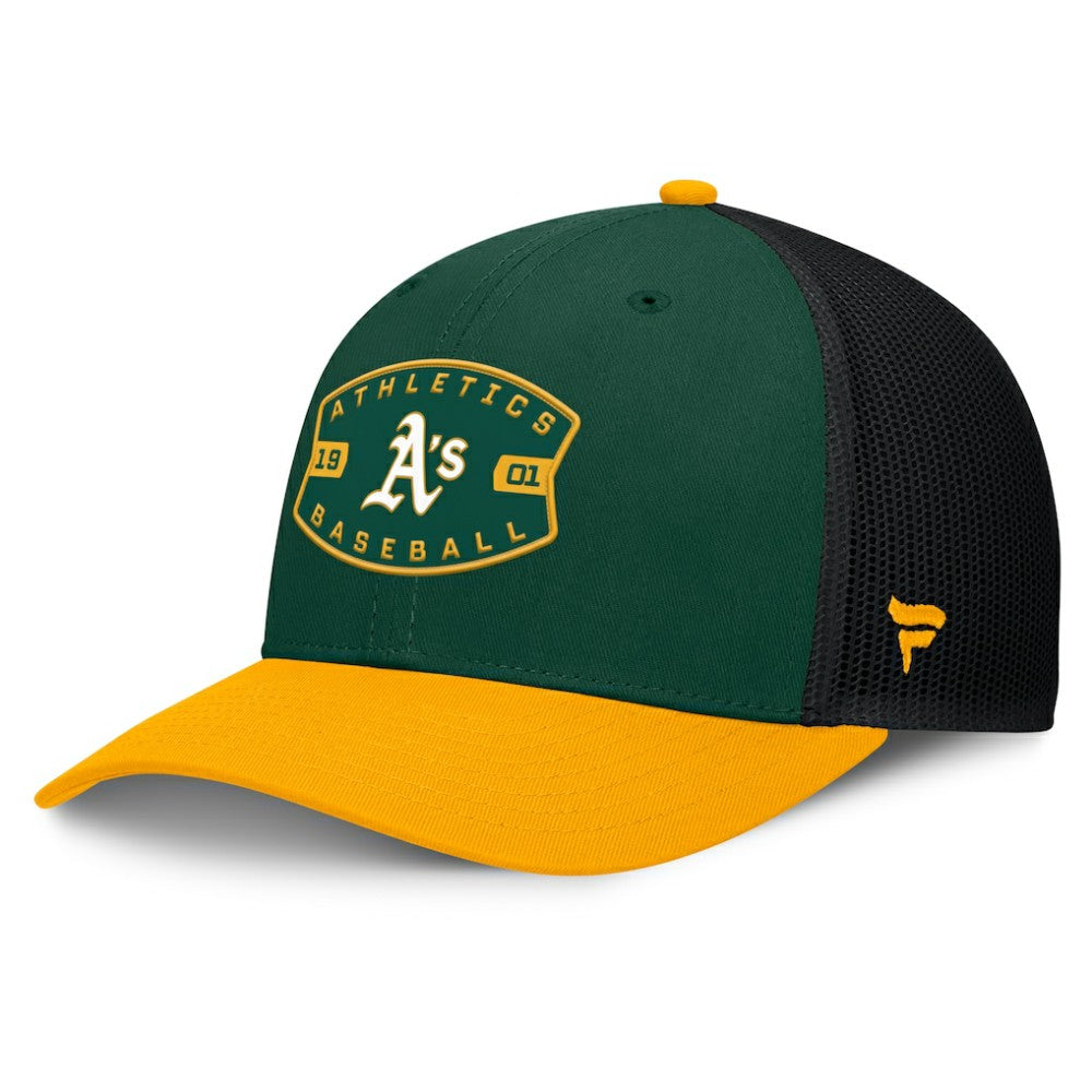Athletics Fanatics Cutoff Adjustable Trucker Hat - Green/Gold - Fanatics Discount