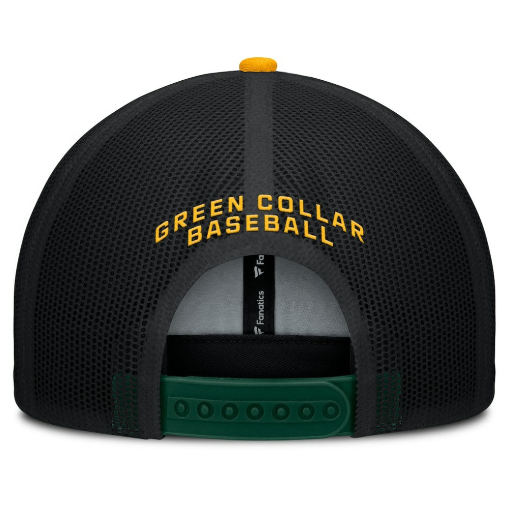 Athletics Fanatics Cutoff Adjustable Trucker Hat - Green/Gold - Fanatics Discount