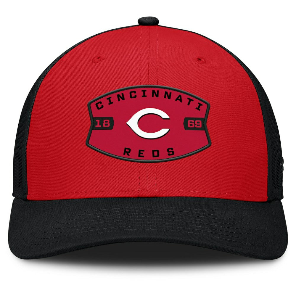 Cincinnati Reds Fanatics Cutoff Adjustable Trucker Hat - Red/Black - Fanatics on Sale