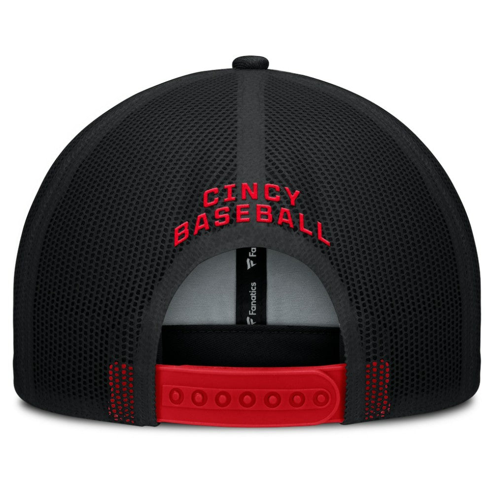 Cincinnati Reds Fanatics Cutoff Adjustable Trucker Hat - Red/Black - Fanatics on Sale