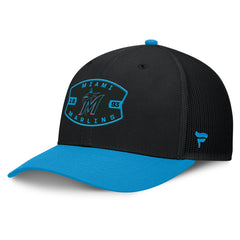 Miami Marlins Fanatics Cutoff Adjustable Trucker Hat - Black/Blue - Fanatics Discount