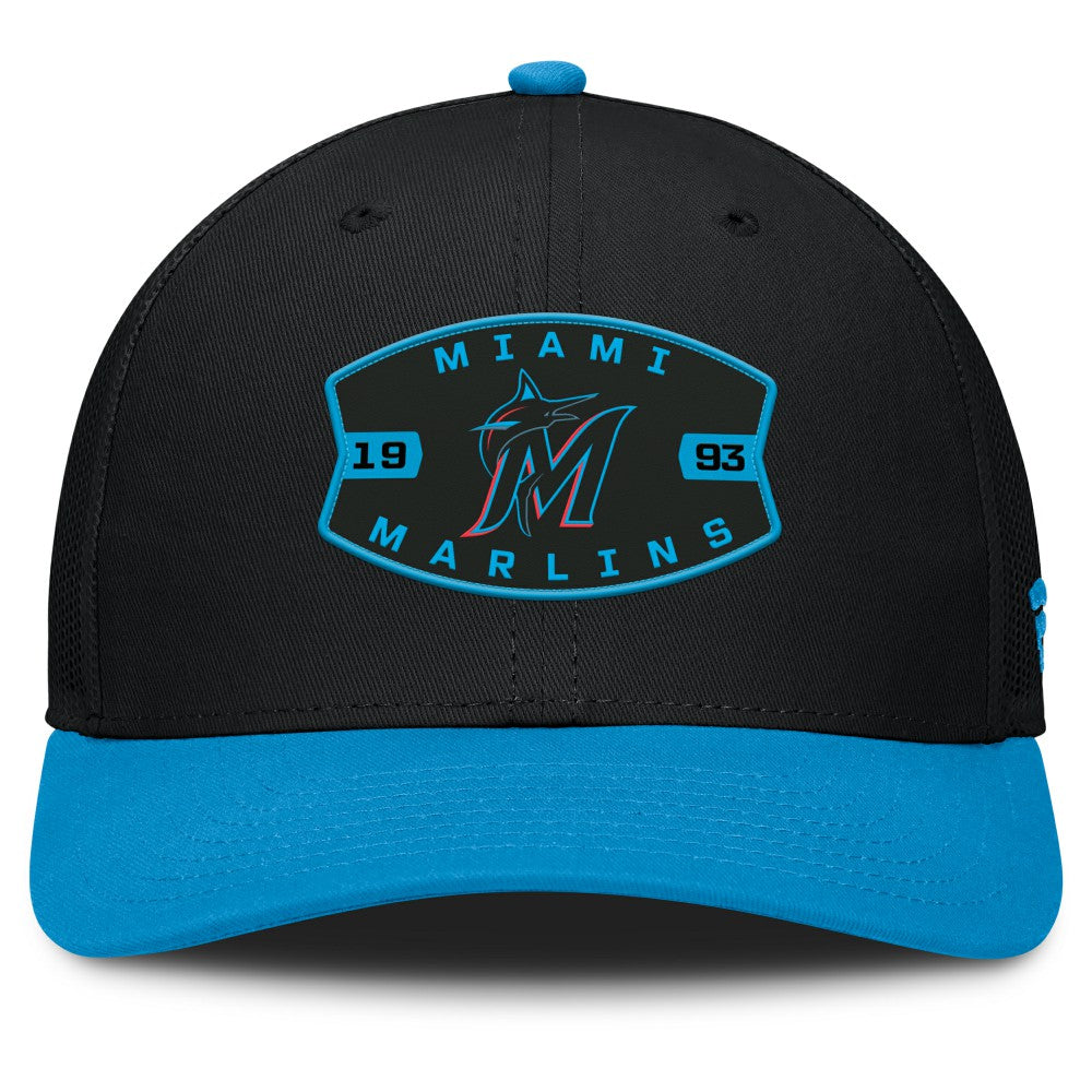Miami Marlins Fanatics Cutoff Adjustable Trucker Hat - Black/Blue - Fanatics Discount
