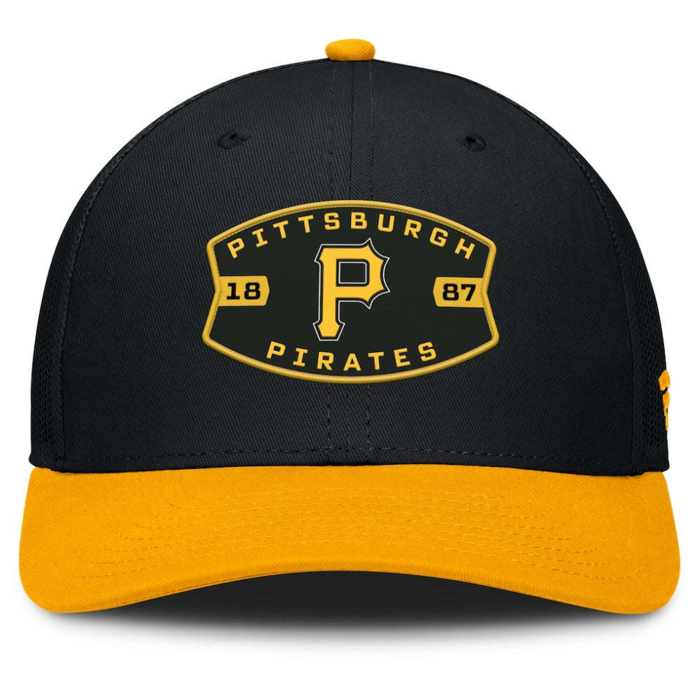 Pittsburgh Pirates Fanatics Cutoff Adjustable Trucker Hat - Black/Gold - Fanatics on Sale
