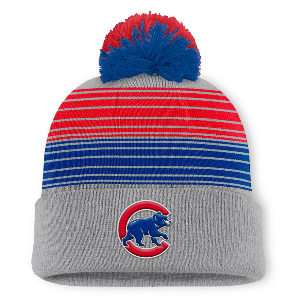 Chicago Cubs Fanatics Balk Cuffed Knit Hat with Pom - Gray - Fanatics on Sale