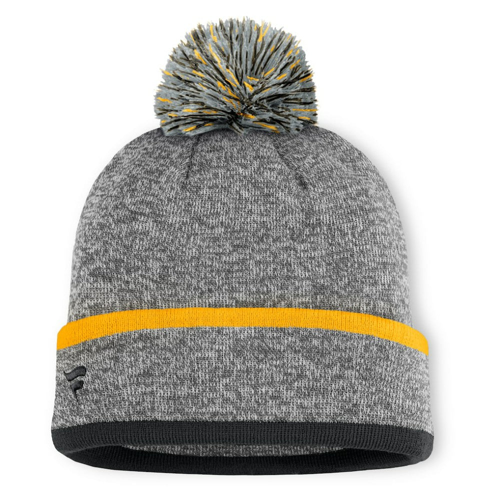 Pittsburgh Pirates Fanatics Backstop Cuffed Knit Hat with Pom - Heather Gray - Fanatics Discount