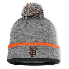 San Francisco Giants Fanatics Backstop Cuffed Knit Hat with Pom - Heather Gray - Fanatics Discount