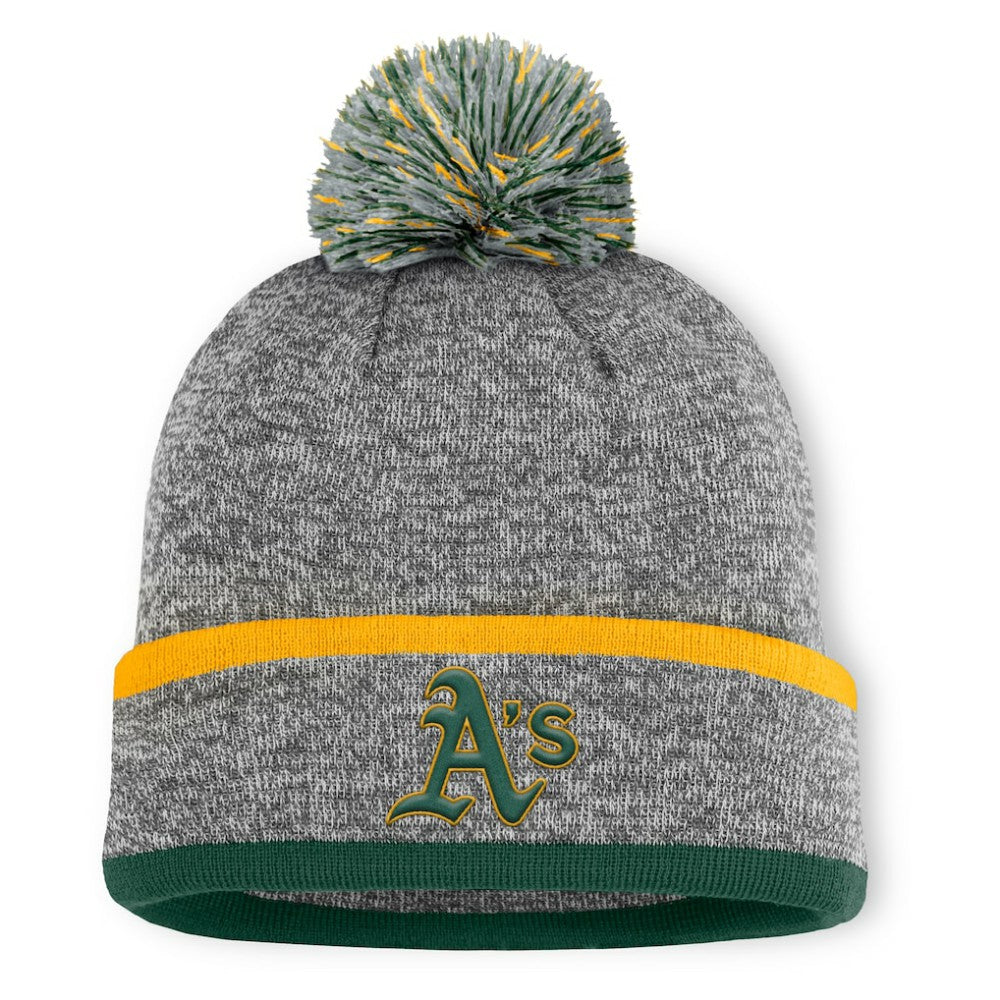 Athletics Fanatics Backstop Cuffed Knit Hat with Pom - Heather Gray - Fanatics Online