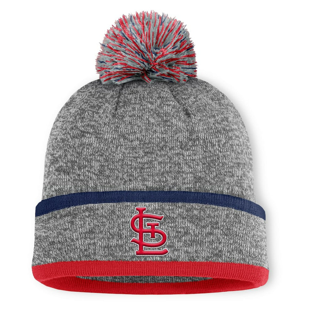 St. Louis Cardinals Fanatics Backstop Cuffed Knit Hat with Pom - Heather Gray - Fanatics on Sale