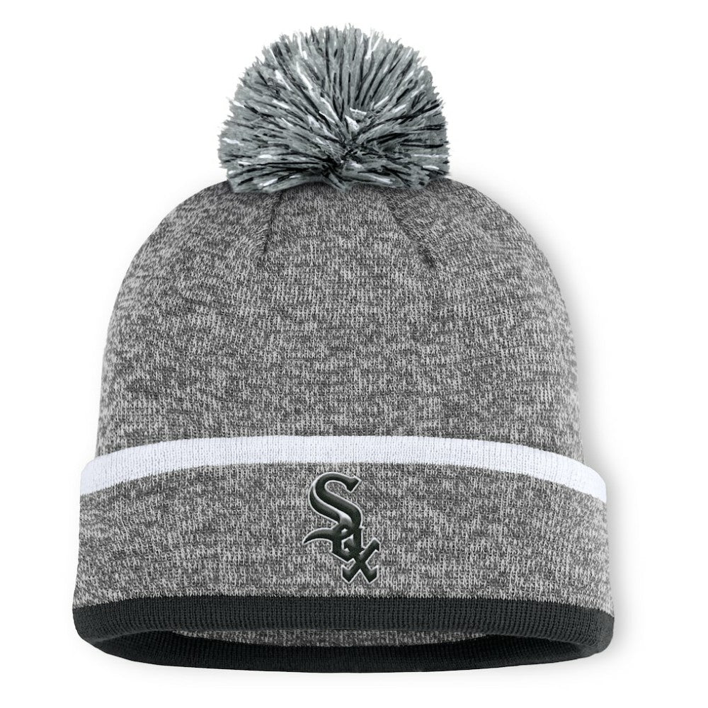 Chicago White Sox Fanatics Backstop Cuffed Knit Hat with Pom - Heather Gray - Fanatics Lifestyle