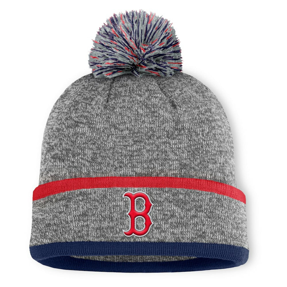 Boston Red Sox Fanatics Backstop Cuffed Knit Hat with Pom - Heather Gray - Fanatics Sale