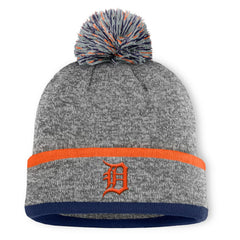 Detroit Tigers Fanatics Backstop Cuffed Knit Hat with Pom - Heather Gray - Fanatics Discount