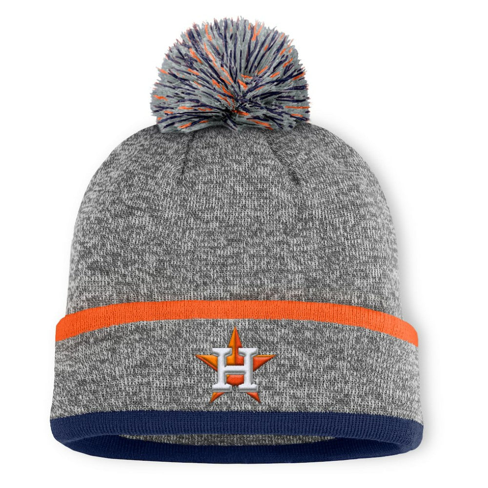 Houston Astros Fanatics Backstop Cuffed Knit Hat with Pom - Heather Gray - Fanatics Sale