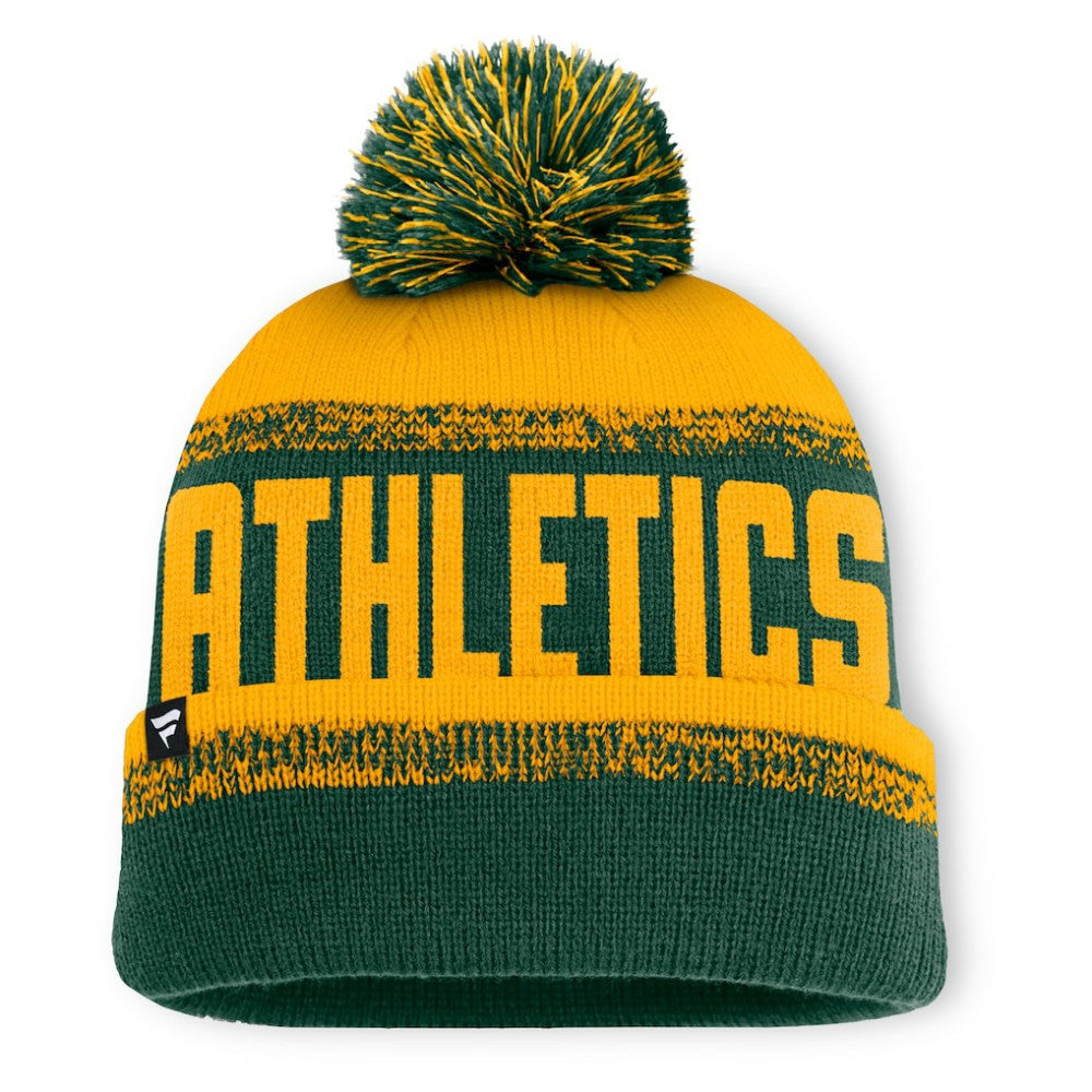 Athletics Fanatics No-Doubter Cuffed Knit Hat with Pom - Green/Gold - Fanatics Discount