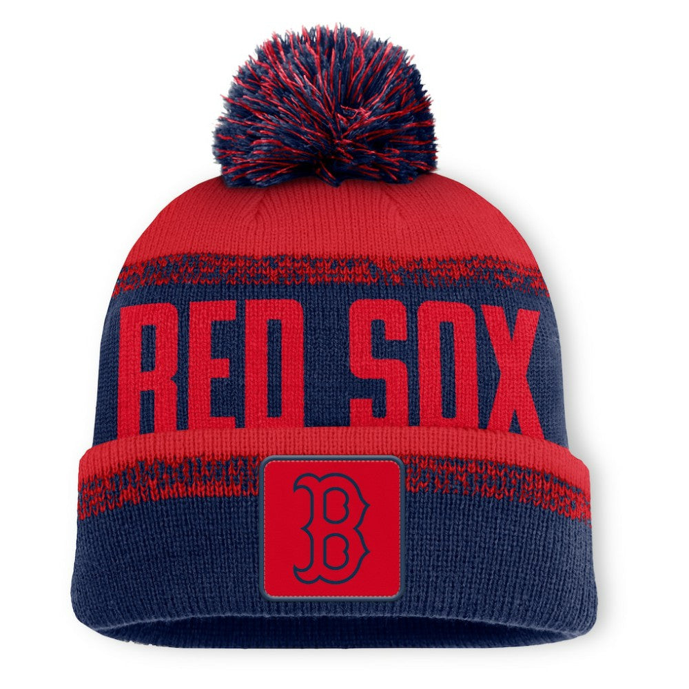 Boston Red Sox Fanatics No-Doubter Cuffed Knit Hat with Pom - Navy/Red - Fanatics Online