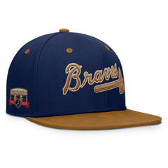 Atlanta Braves Fanatics Splinter Fitted Hat - Navy/Tan - Fanatics Online