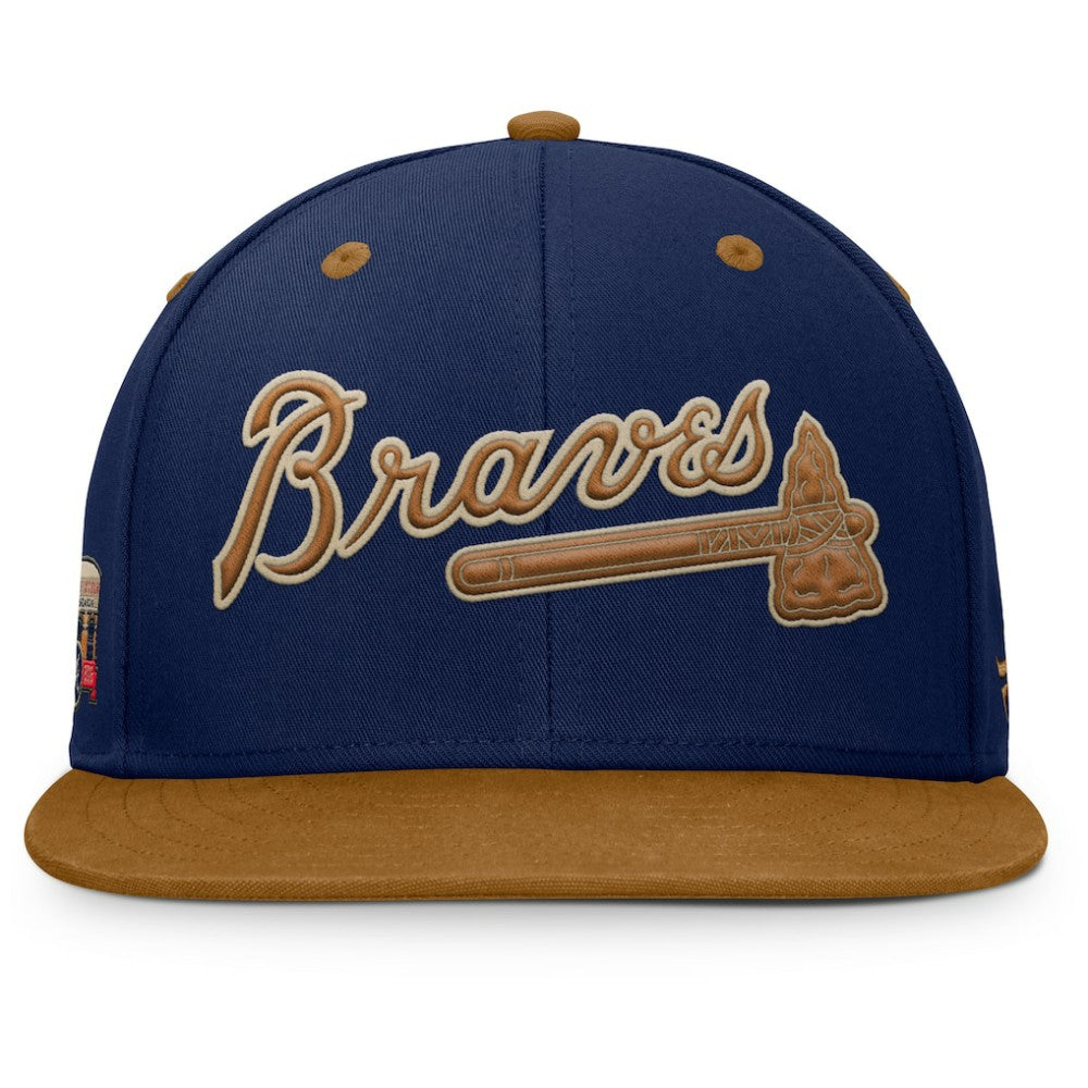 Atlanta Braves Fanatics Splinter Fitted Hat - Navy/Tan - Fanatics Online
