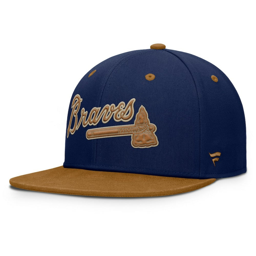 Atlanta Braves Fanatics Splinter Fitted Hat - Navy/Tan - Fanatics Online