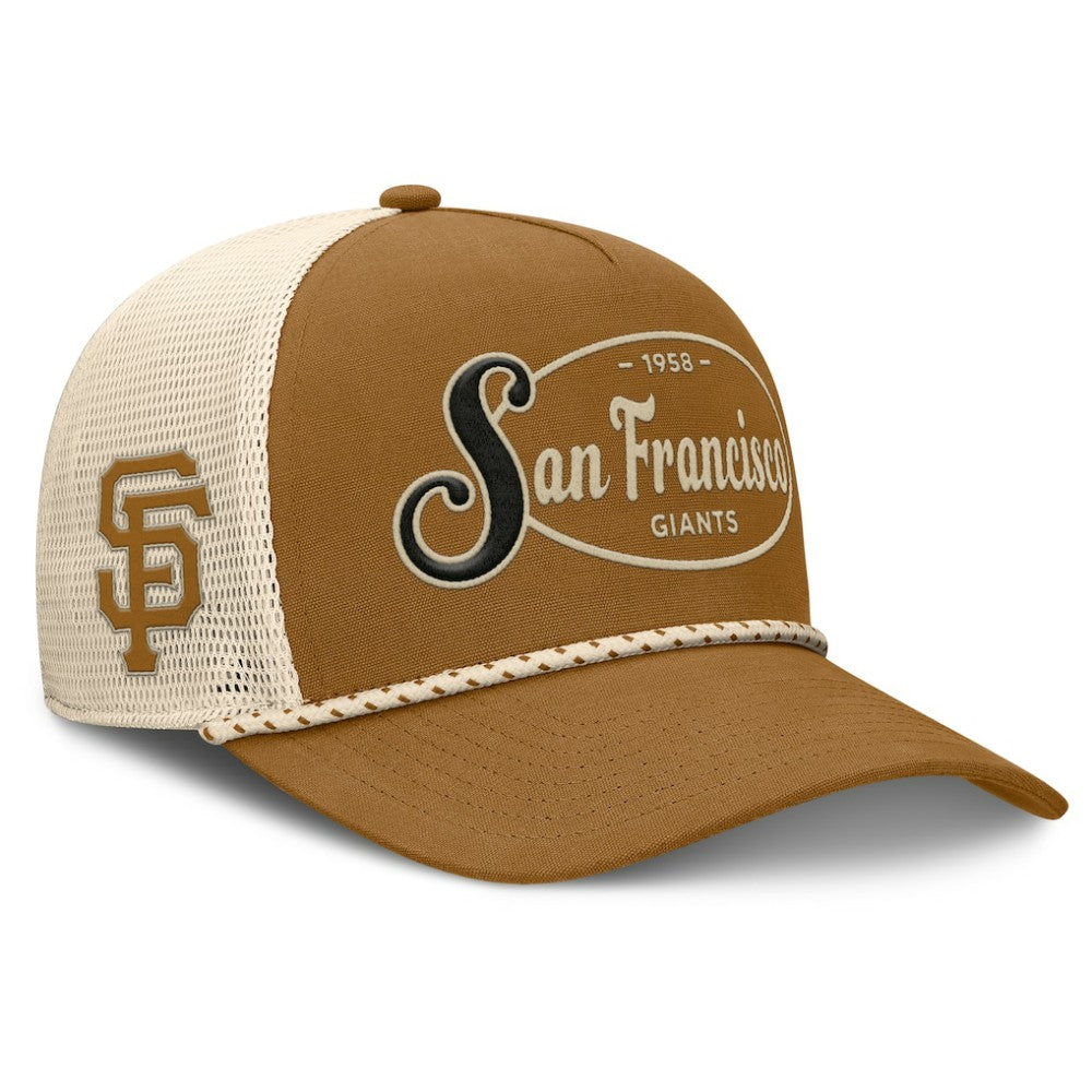 San Francisco Giants Fanatics A-Frame Trucker Adjustable Hat - Brown - Fanatics Discount