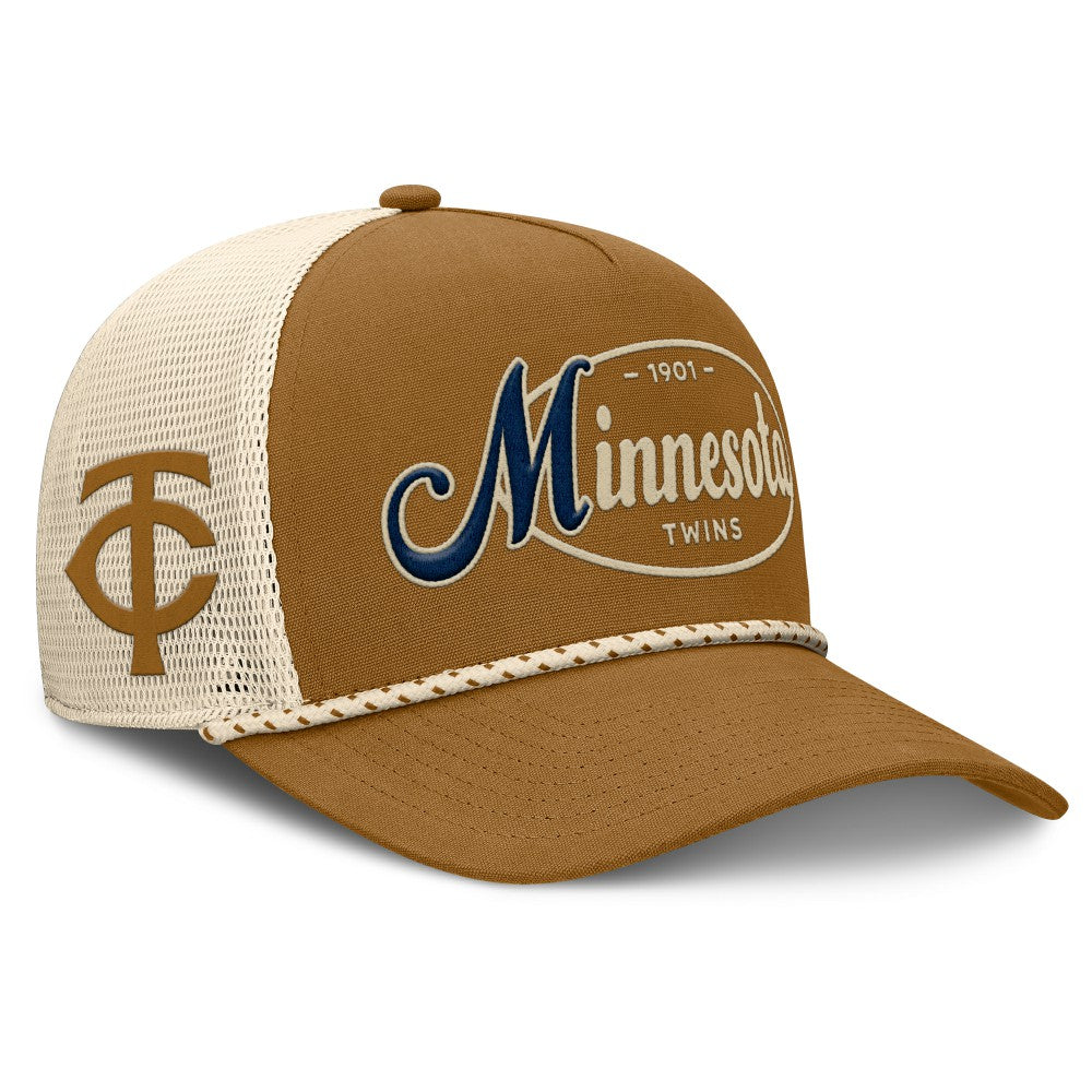 Minnesota Twins Fanatics A-Frame Trucker Adjustable Hat - Brown - Fanatics Discount