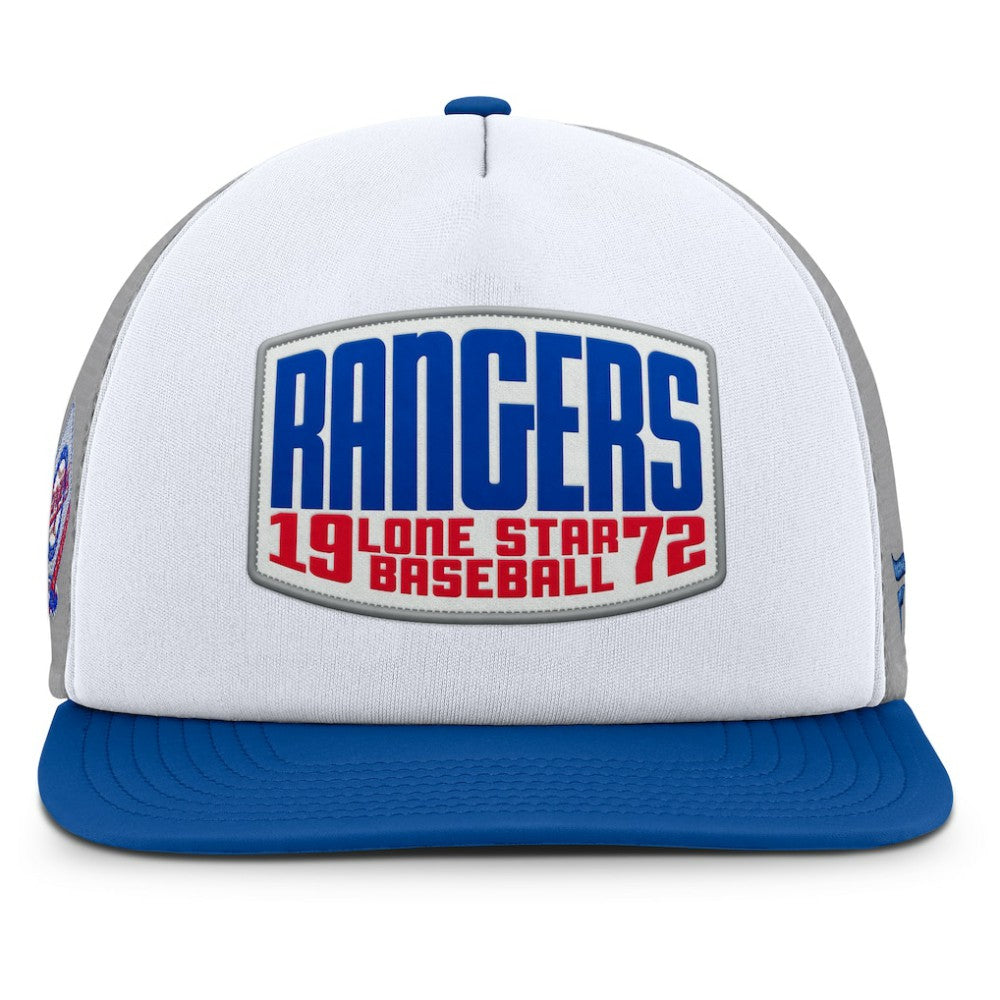 Texas Rangers Fanatics Cranked Foam Front Patch Trucker Adjustable Hat - Gray/White - Fanatics Lifestyle